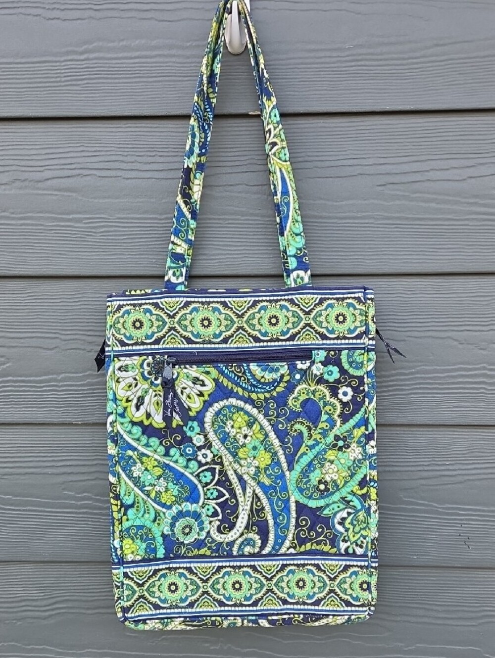 Vera Bradley Laptop Quilted Paisley Tote in Blue & Green